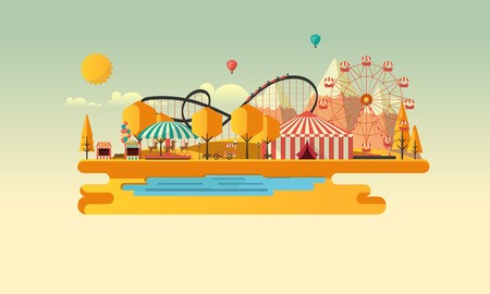 450x270 Autumn Landscape With Amusement Park Vector Royalty Free Vector