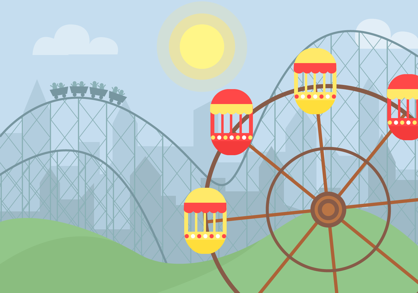 1400x980 Theme Park Free Vector Art