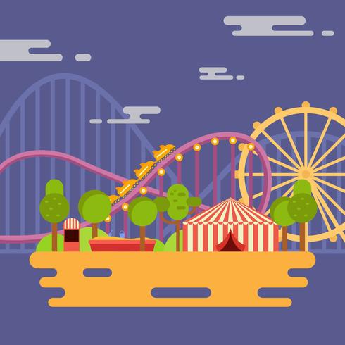 490x490 Amusement Park Vector Illustration