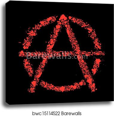 382x390 Grunge Anarchy Symbol, Vector Illustration, Canvas Print