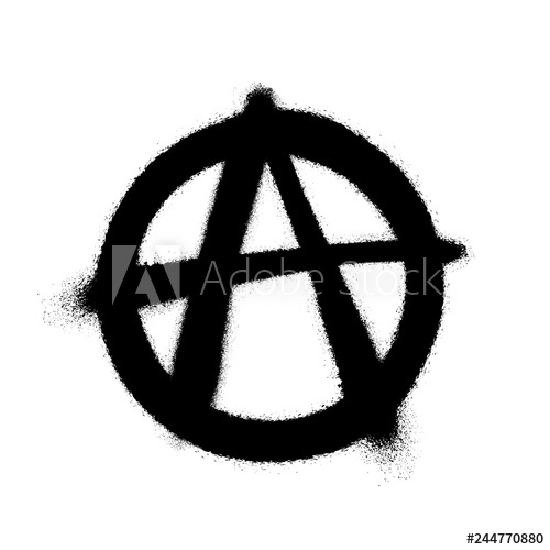 Sprayed Anarchy Symbol With Overspray In Black Over White Vector 500x500 Sprayed Anarchy Symbol With Overspray In Black Over White Vector