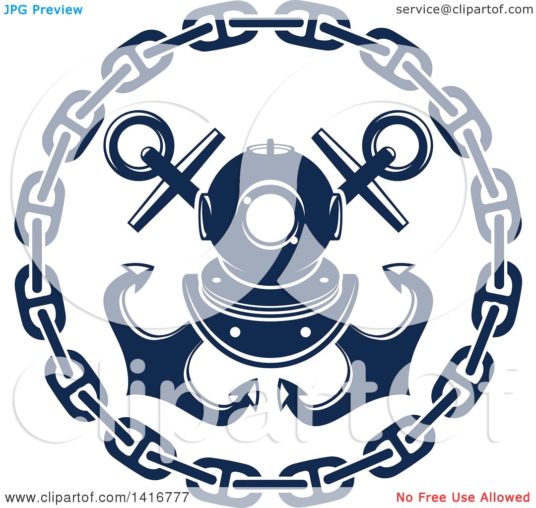 1080x1024 Clipart Of A Navy Blue Crossed Nautical Anchors Chain And Diving