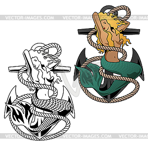 Mermaid Woman On Anchor Vector Illustration 300x300 Mermaid Woman On Anchor Vector Illustration