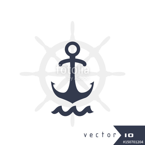 500x500 Anchor Silhouette On Rudder Anchor Logo Vector Illustration Stock