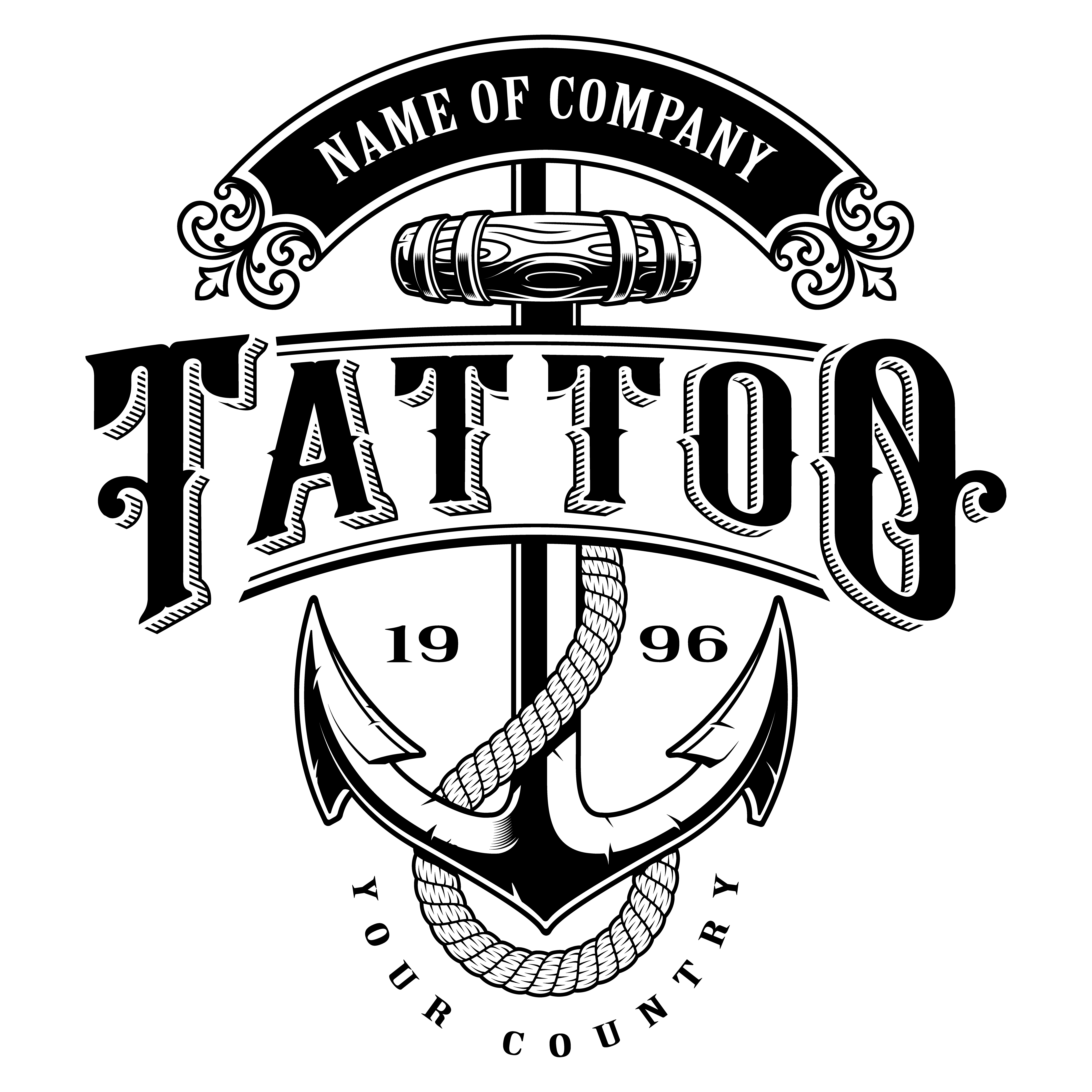 5500x5500 Tattoo Lettering Illustration With Anchor