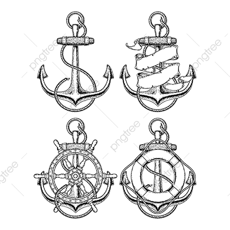 800x800 Vector Illustration Nautical Anchor, Anchor, Tattoo, Isolated Png