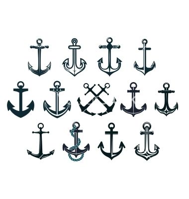 380x400 Vintage Marine Anchors Vector