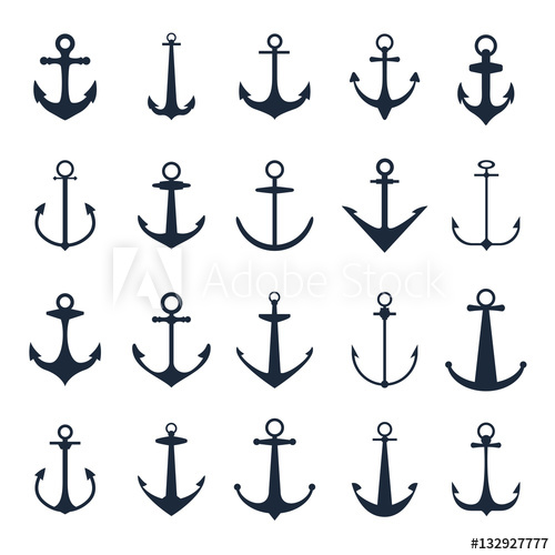 500x500 Anchor Icons Vector Boat Anchors Isolated On White Background