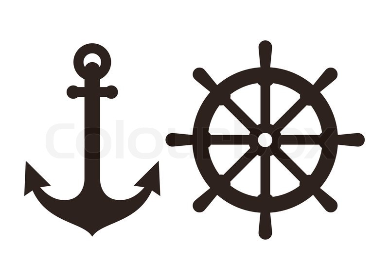 800x576 Anchor And Rudder Sign Isolated On Stock Vector Colourbox