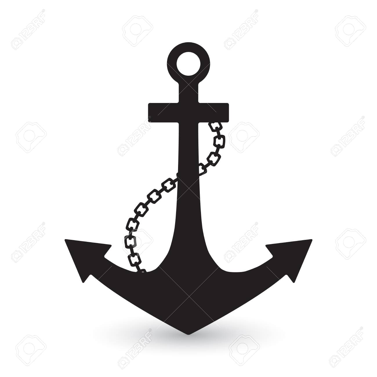 1300x1300 Anchor Vector Illustration Black Nautical Icon