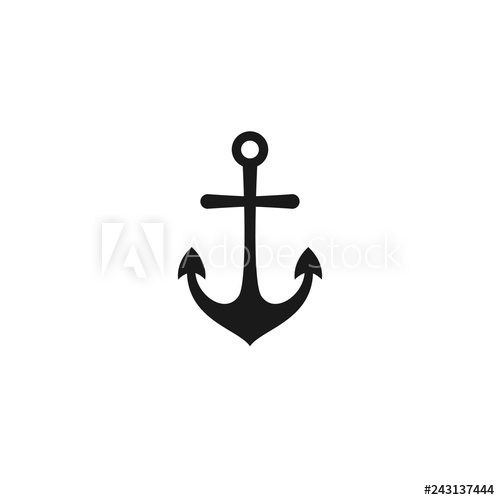 500x500 Black Anchor Vector Simple Icon Nautical Maritime Illustration