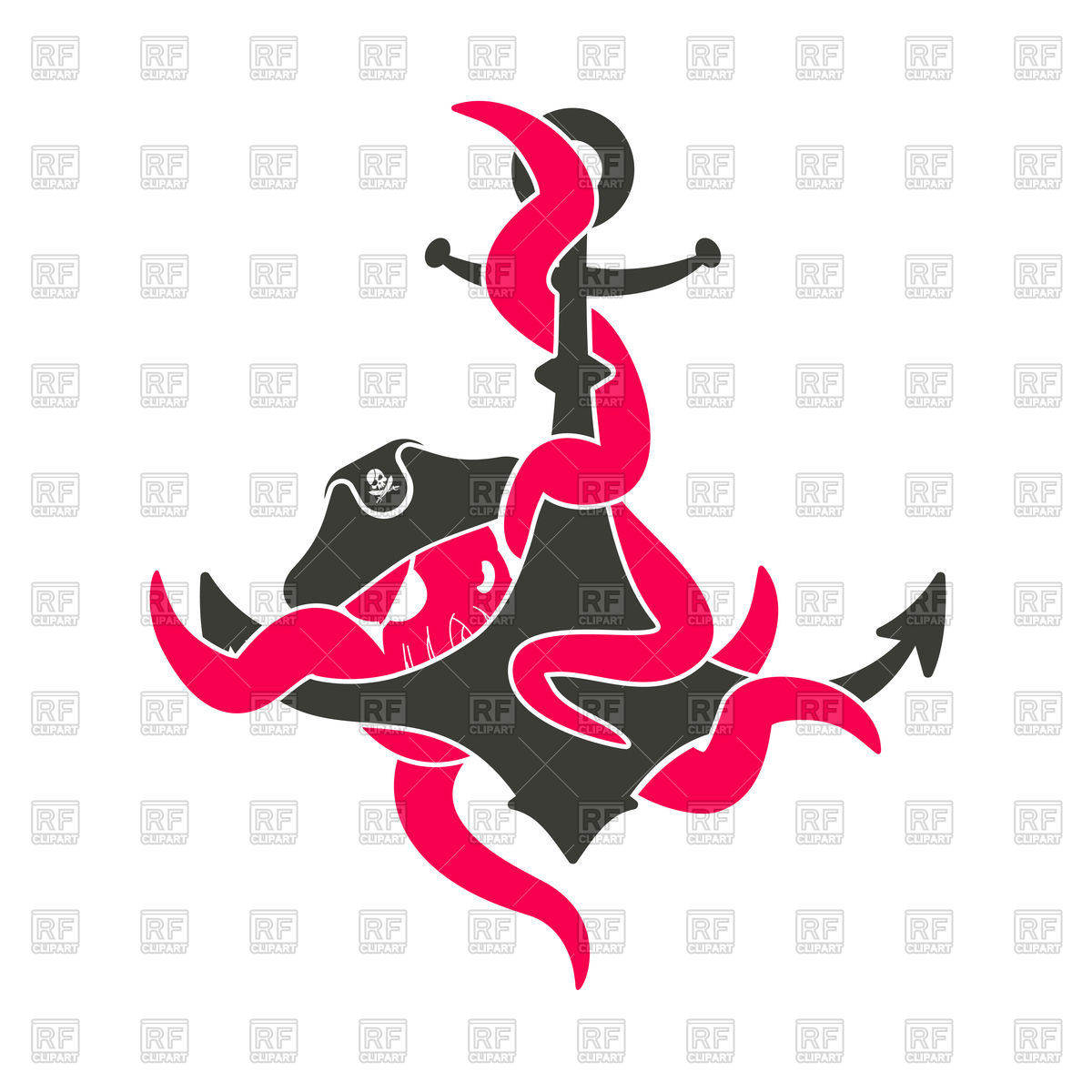 1200x1200 Pirate Cartoon Octopus And Anchor Vector Image Of Plants