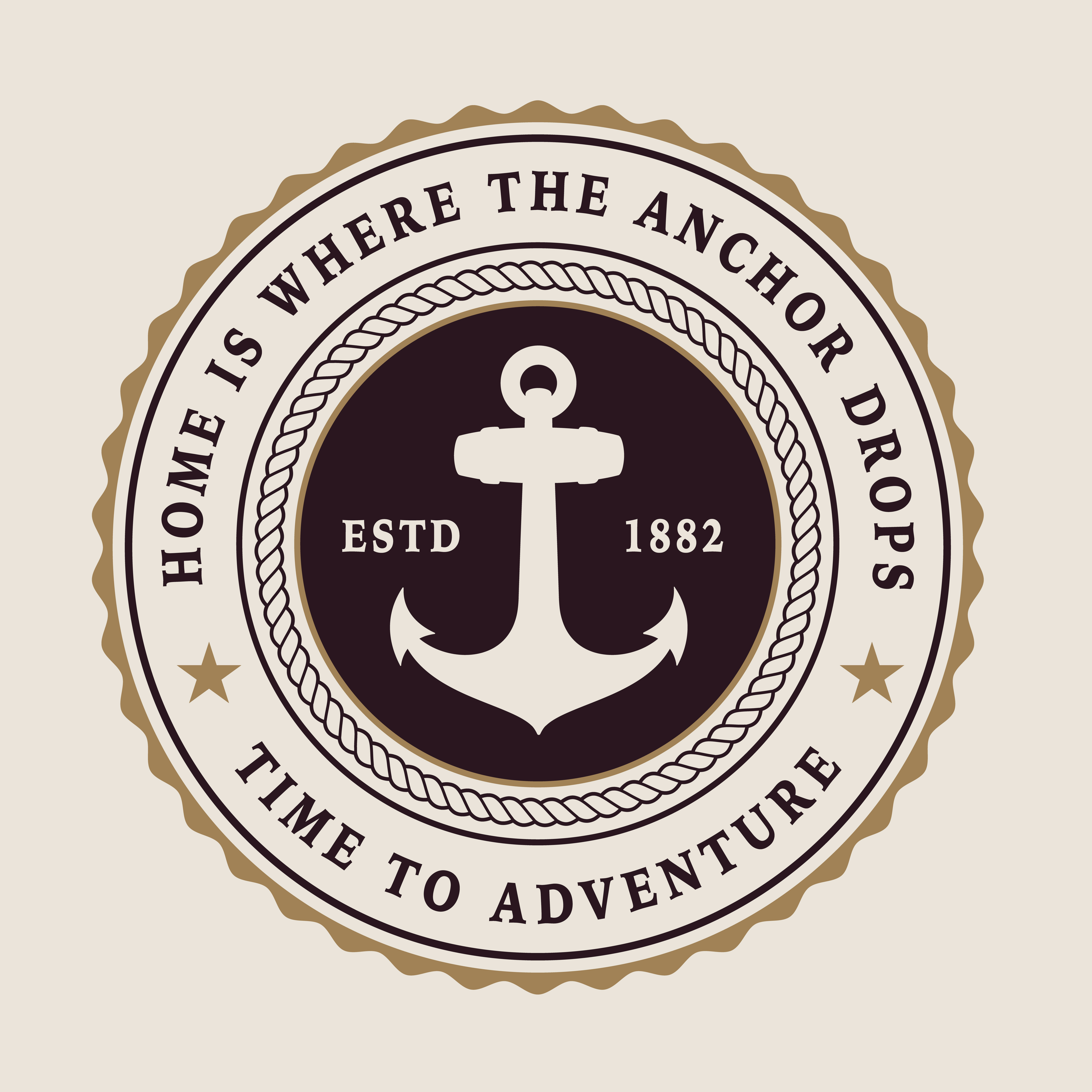 7500x7500 Badge With An Anchor And Rope