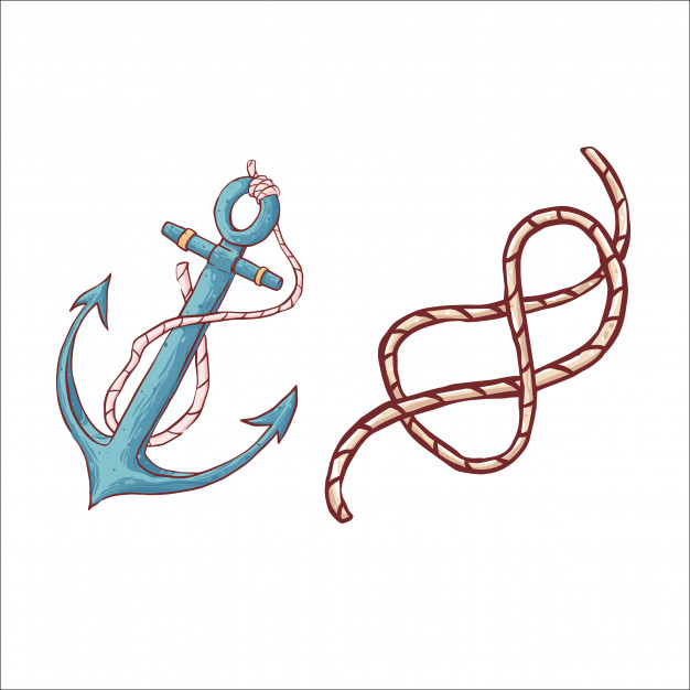 626x626 Hand Drawn Anchor And Rope Vector Design Illustration Vector