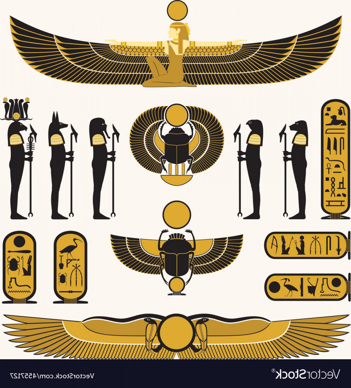 1171x1296 Ancient Egyptian Symbols And Decorations Vector Handandbeak