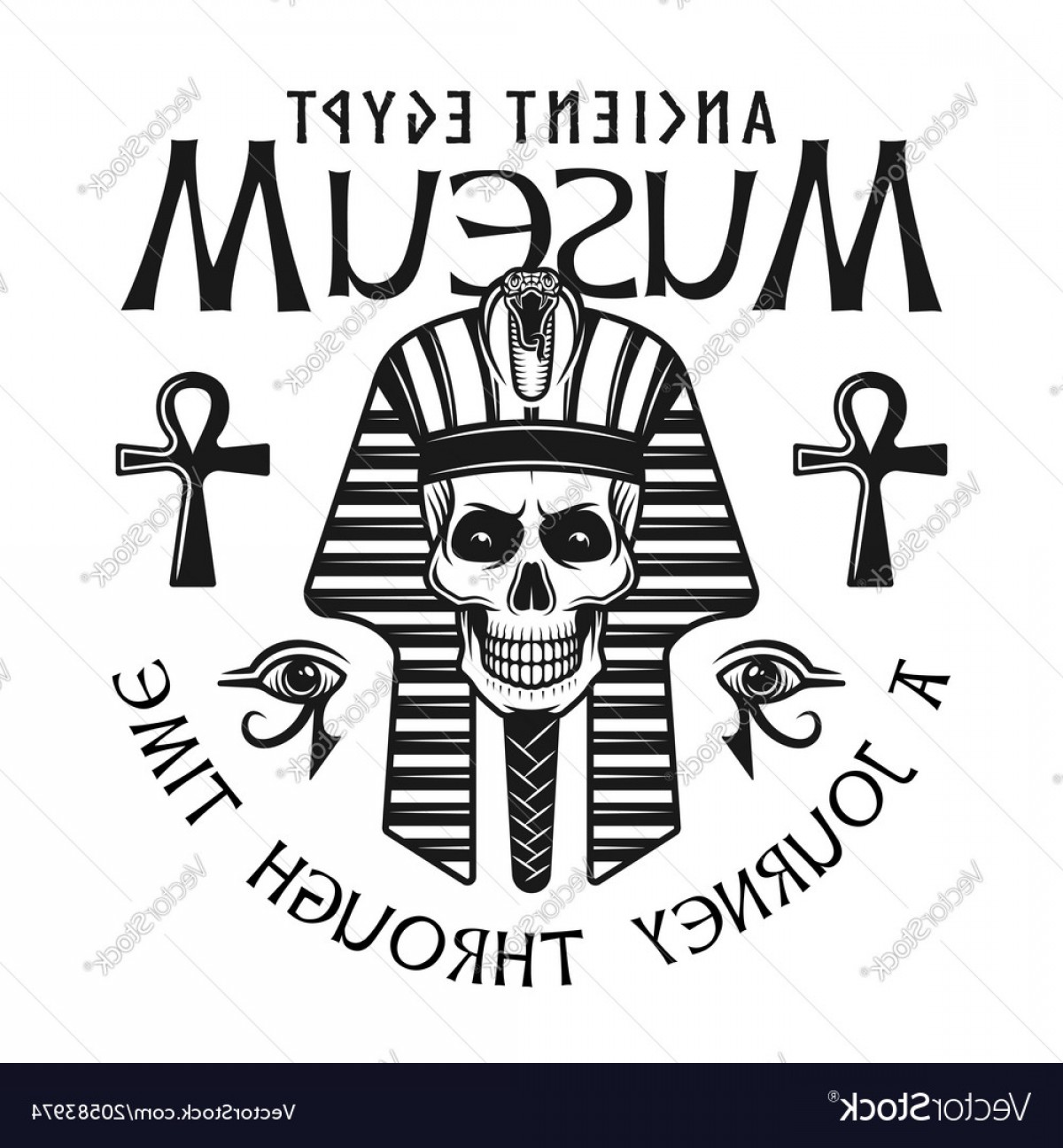 1200x1296 Museum Of Ancient Egypt Emblem With Pharaoh Skull Vector Studiogrfx