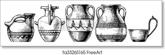 560x189 Free Art Print Of Pottery Of Ancient Greece Vector Hand Drawn