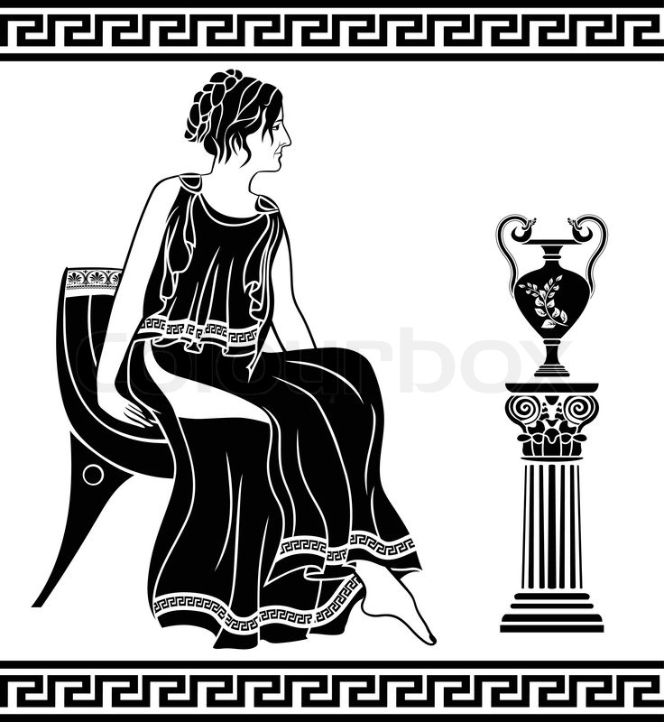 736x800 Ancient Greek Woman Sitting On A Stock Vector Colourbox