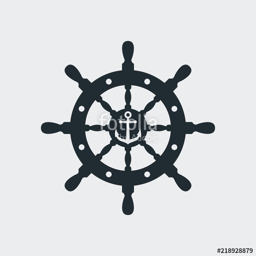 Icono Plano Ancla En Espacio Negativo En Timon En Fondo Gris 500x500 Icono Plano Ancla En Espacio Negativo En Timon En Fondo Gris