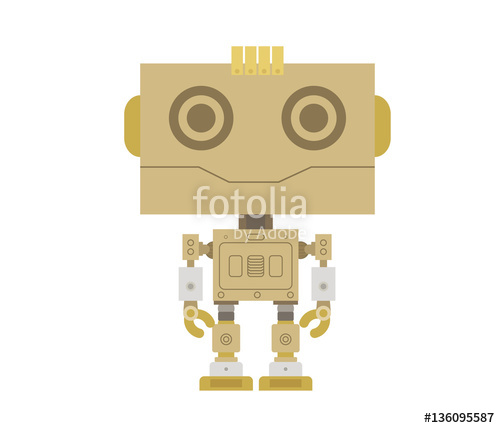 500x428 Smiling Golden Robot Vector Boy Android Vector Stock Image