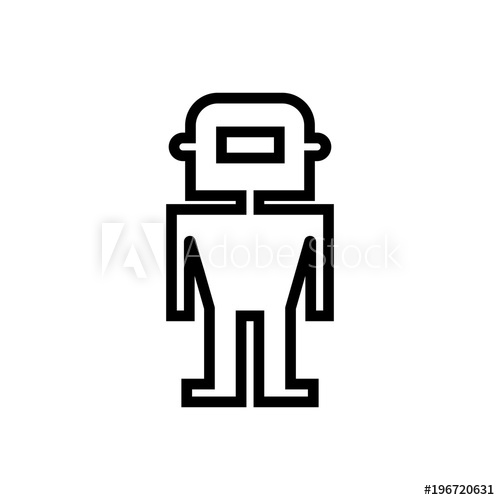 500x500 Humanoid Robot Outlined Vector Icon, Android Robot Outlined Symbol