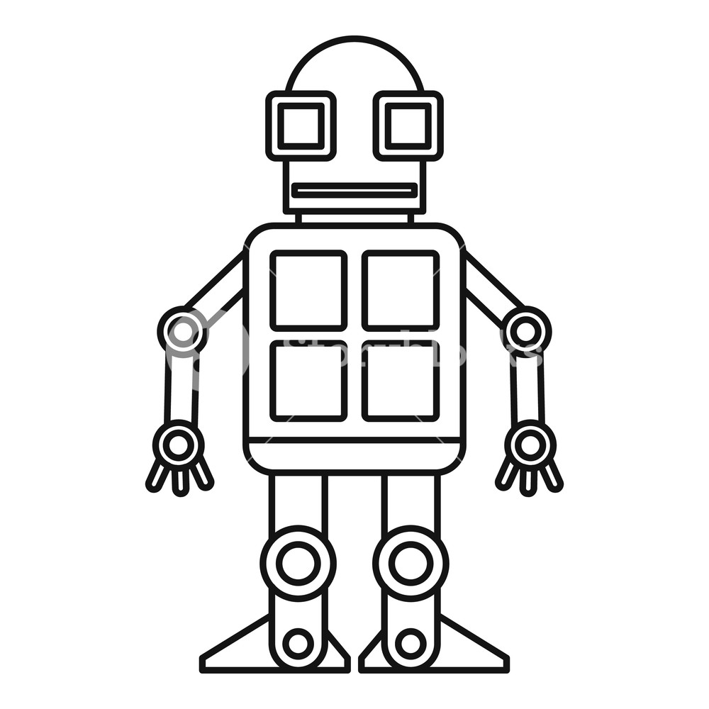 1000x1000 Android Robot Icon Outline Illustration Of Android Robot Vector