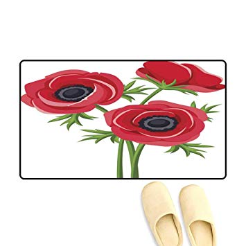 Doormatred Anemone Flowers Vector Illustration 355x355 Doormatred Anemone Flowers Vector Illustration