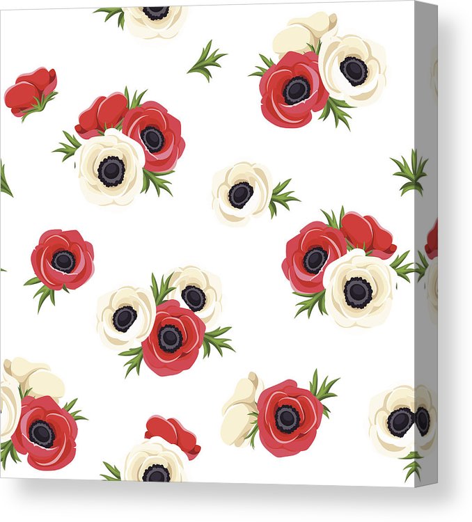Seamless Pattern With Red And White Anemone Flowers Vector 678x750 Seamless Pattern With Red And White Anemone Flowers Vector