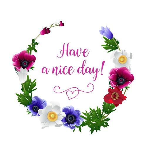 Wreath With Hand Drawn Flowers Of Anemone Flowers Vector 490x490 Wreath With Hand Drawn Flowers Of Anemone Flowers Vector