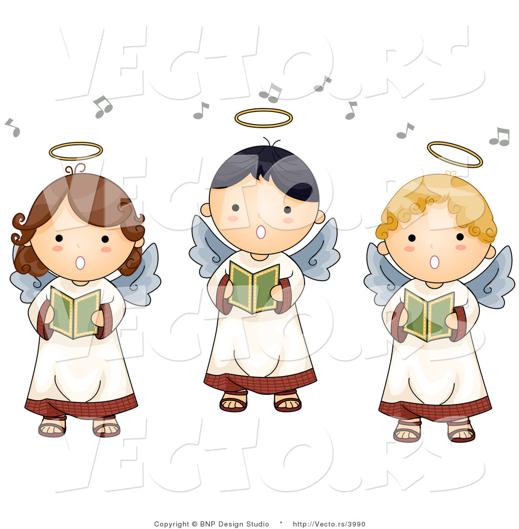1024x1044 Cartoon Vector Of Singing Angel Boys And Girls