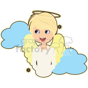 300x300 Angel Boy In Blue Clouds Cartoon Character Vector Image Clipart