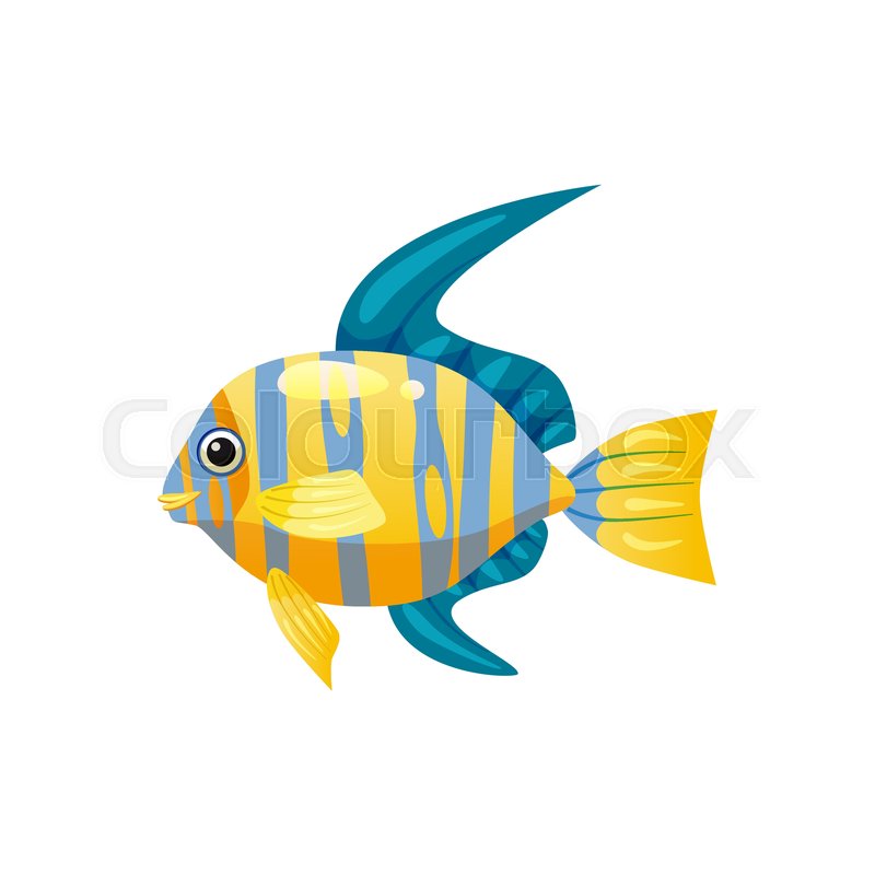 800x800 Tropical Exotic Angel Fish, Bright Stock Vector Colourbox