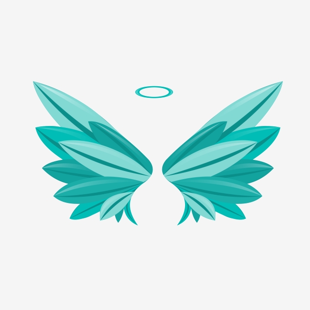 640x640 Green Angel Halo And Wings, Vector Material, Flat Design Png