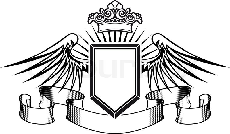 800x467 Heraldry Shield With Angel Wings, Stock Vector Colourbox