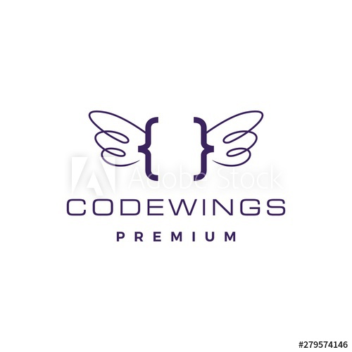 500x500 Code Wing Angel Logo Vector Icon Illustration