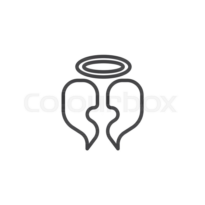800x800 Angel Wings And Halo Outline Icon Stock Vector Colourbox