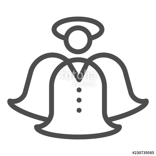 500x500 Christmas Cupid Line Icon Angel Vector Illustration Isolated