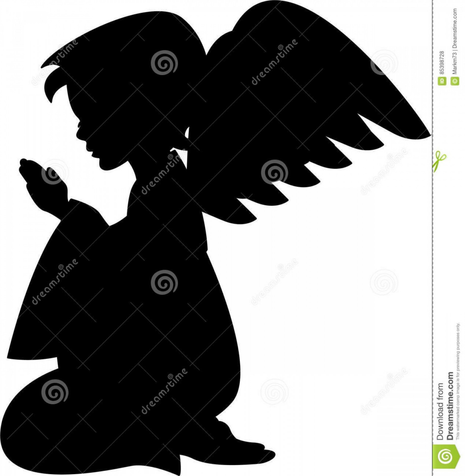 1828x1872 Stock Illustration Praying Angel Silhouette Vector Illustration