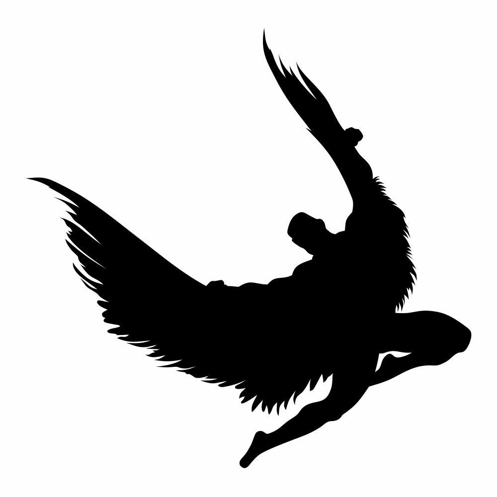 Angel Silhouette Flying Vector Wall Mural 1000x1000 Angel Silhouette Flying Vector Wall Mural