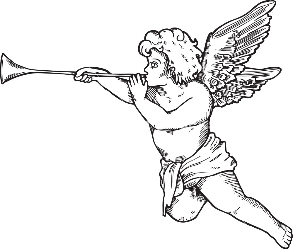 Angel Vector Element With Trumpet Royalty Free Stock Image. 