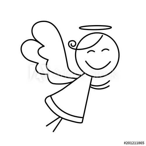 500x500 Soft Black Angel Vector Logo Icon Silhouette Abstract