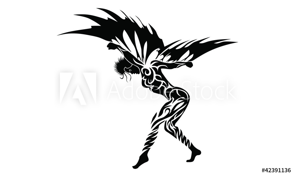 1000x600 Photo Art Print Tribal Angel Vector Tattoo Europosters