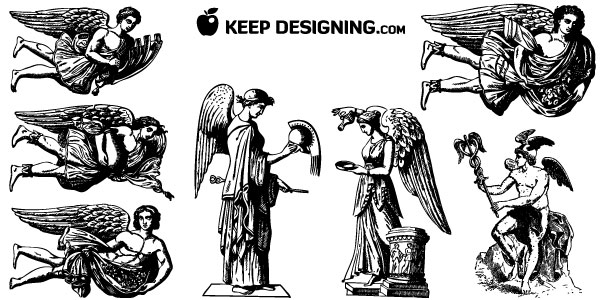 600x300 Vintage Winged Angel Vectors Download Free Vector Art Free Vectors