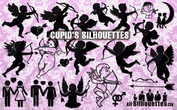 600x372 Free Cupid Angels Vector Silhouettes