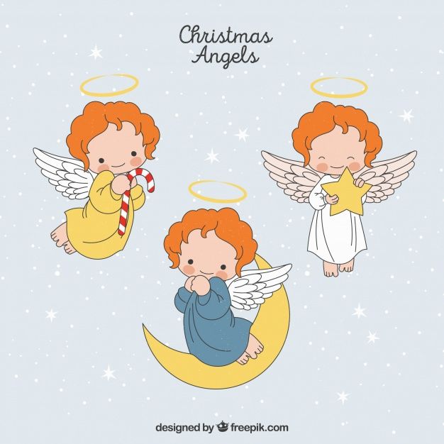 626x626 Set Of Hand Drawn Christmas Angels Free Vector Christmas