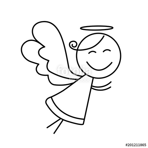 500x500 Soft Black Angel Vector Logo Icon Silhouette Abstract Stock Image