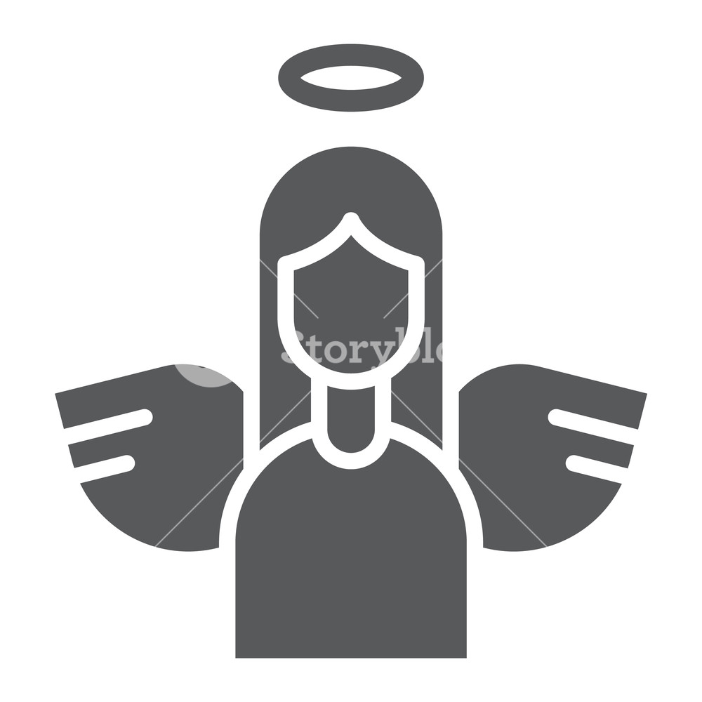 1000x1000 Angel Glyph Icon, Decoration And Peace, Holy Sign, Vector Graphics