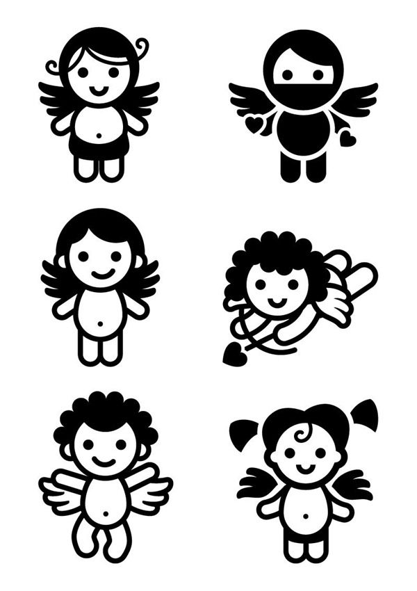 600x850 Creative Cartoon Angel Vector Graphics Stickers Angel Vector