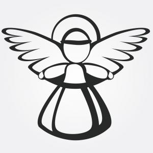 300x300 Line Art Black And White Christmas Angel Vector Hoodamathrun