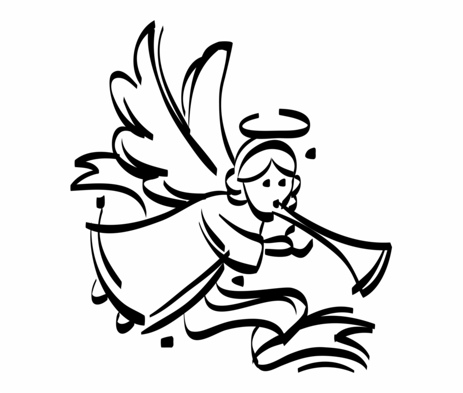 920x780 Angel Vector Trumpet Drawing
